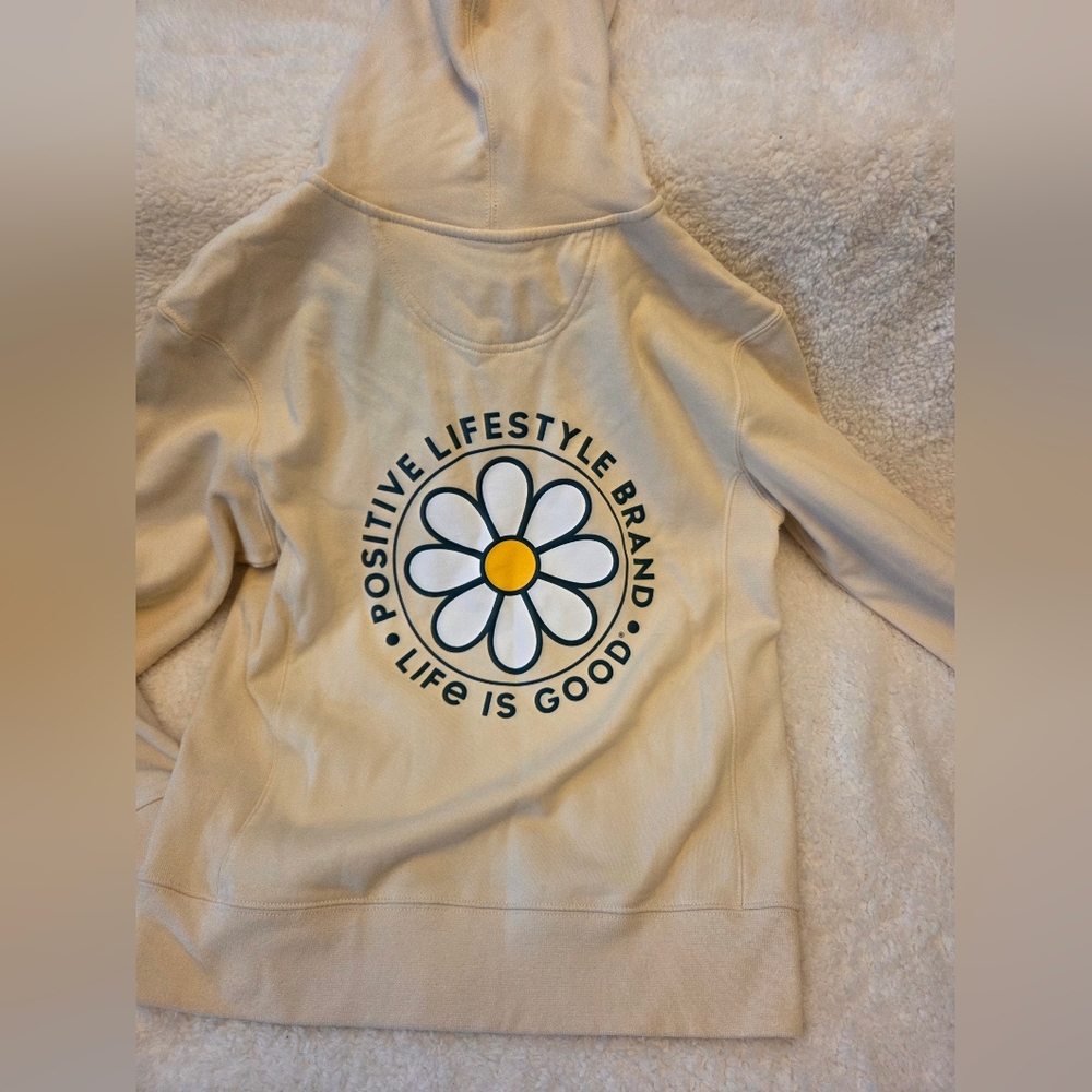 NWT- Life Is Good Cream Zip Up Swestshirt - Size Medium - Picture 2 of 5